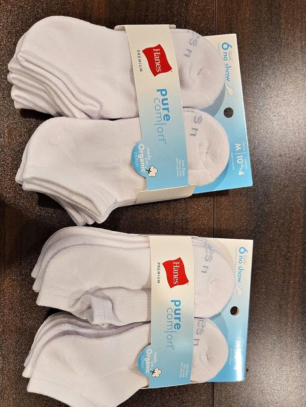 Hanes Pure Comfort Girls Medium White Socks NWT 2-Pack